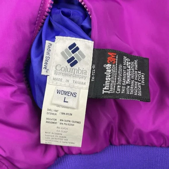 Vintage Columbia‎ Jacket Coat Thinsulate Pink Blue Reversible Women's Large - Picture 5 of 11